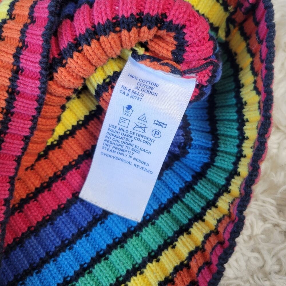 Tommy Hilfiger Rainbow Striped Turtleneck Sweater Large Vintage Y2K - Picture 7 of 8